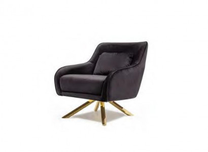 Modern black velvet armchair, luxury upholstered chair, living room furniture, wood.